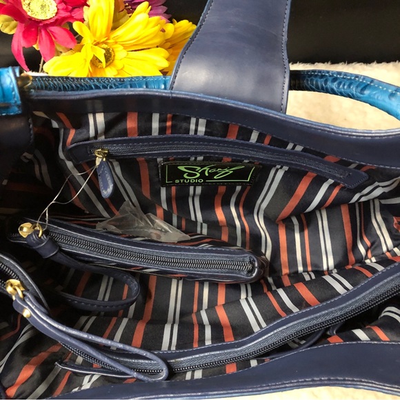 New Sharif Croc Style Beautiful Leather Satchel Handbag w/Matching Wristlet - Picture 10 of 16